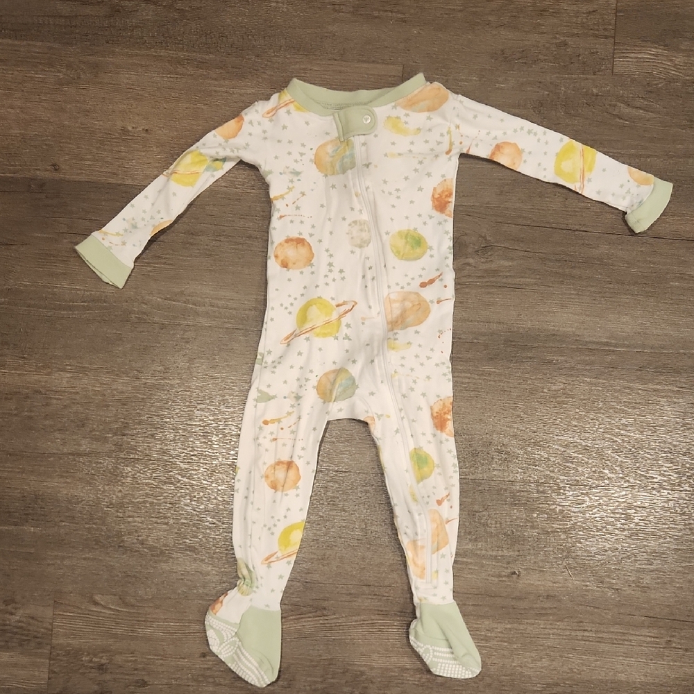 Burt's Bees Baby Celestial Print Footie - White and Green